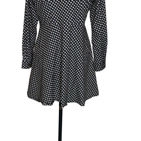 eshakti Blue Polka Dot Long Cotton Long Sleeve Fit and Flare Shirt| 12 - Picture 2 of 8